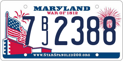 MD license plate 7BJ2388