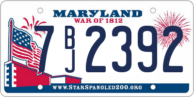 MD license plate 7BJ2392