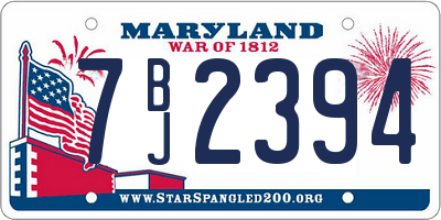 MD license plate 7BJ2394