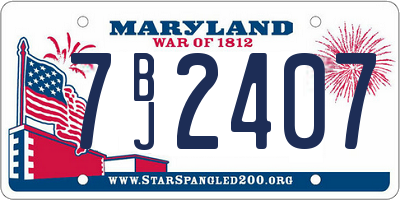 MD license plate 7BJ2407