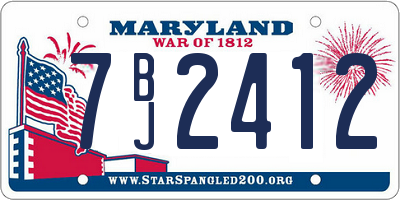 MD license plate 7BJ2412