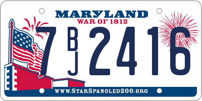 MD license plate 7BJ2416