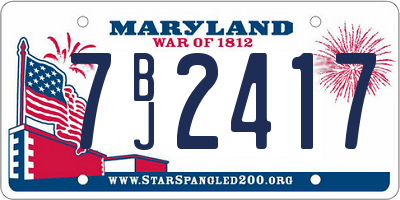 MD license plate 7BJ2417