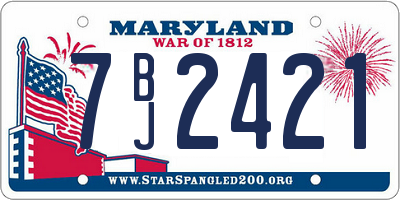 MD license plate 7BJ2421