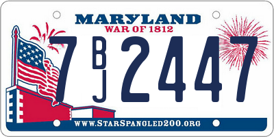 MD license plate 7BJ2447