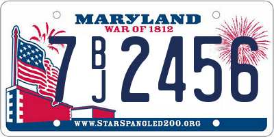 MD license plate 7BJ2456