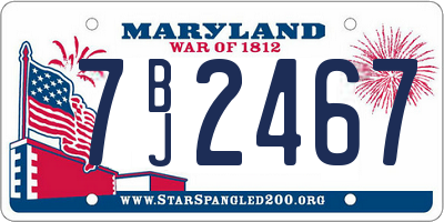 MD license plate 7BJ2467