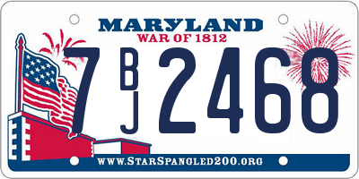 MD license plate 7BJ2468
