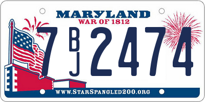 MD license plate 7BJ2474