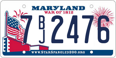 MD license plate 7BJ2476