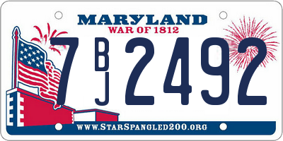 MD license plate 7BJ2492