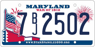 MD license plate 7BJ2502