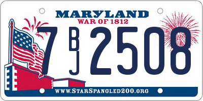 MD license plate 7BJ2508