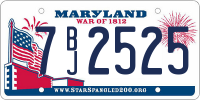 MD license plate 7BJ2525