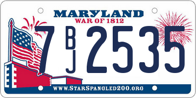 MD license plate 7BJ2535