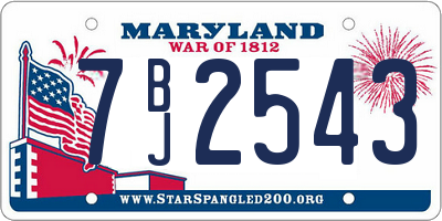 MD license plate 7BJ2543