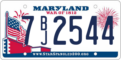 MD license plate 7BJ2544
