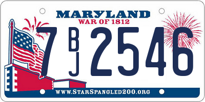 MD license plate 7BJ2546