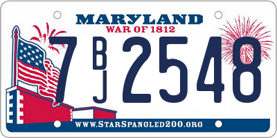 MD license plate 7BJ2548