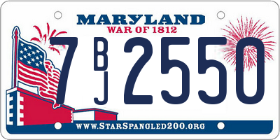 MD license plate 7BJ2550