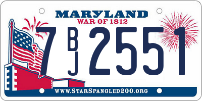MD license plate 7BJ2551