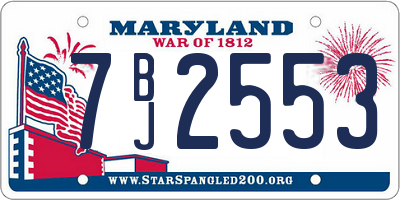 MD license plate 7BJ2553