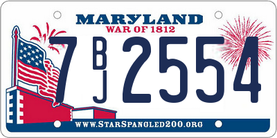 MD license plate 7BJ2554