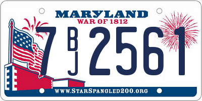 MD license plate 7BJ2561