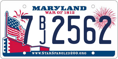 MD license plate 7BJ2562