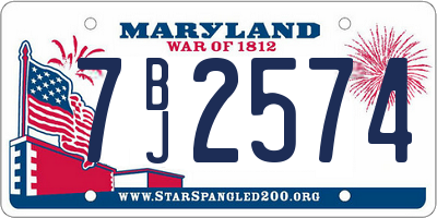 MD license plate 7BJ2574