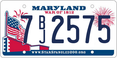 MD license plate 7BJ2575