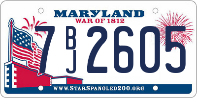 MD license plate 7BJ2605
