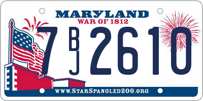MD license plate 7BJ2610