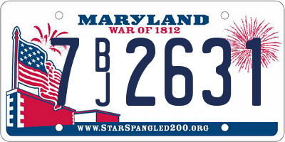 MD license plate 7BJ2631