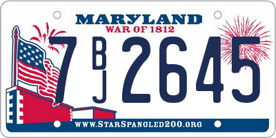 MD license plate 7BJ2645