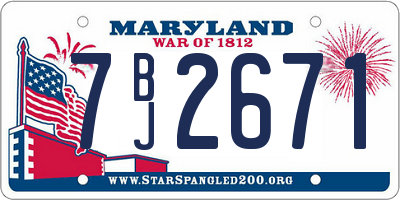 MD license plate 7BJ2671