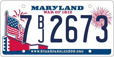 MD license plate 7BJ2673