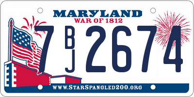 MD license plate 7BJ2674