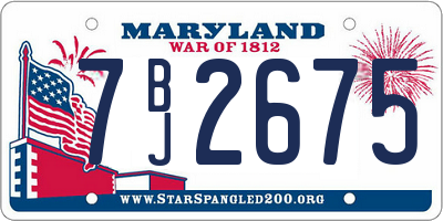 MD license plate 7BJ2675