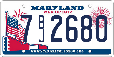 MD license plate 7BJ2680