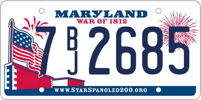 MD license plate 7BJ2685
