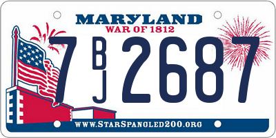 MD license plate 7BJ2687