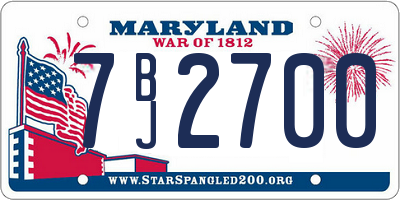 MD license plate 7BJ2700