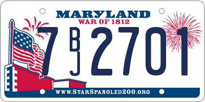 MD license plate 7BJ2701