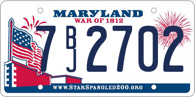 MD license plate 7BJ2702