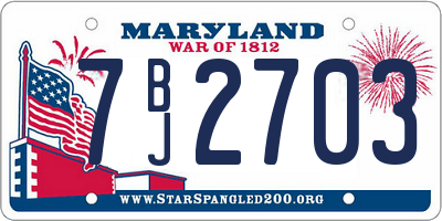 MD license plate 7BJ2703