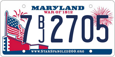 MD license plate 7BJ2705