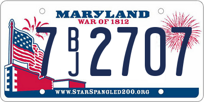 MD license plate 7BJ2707