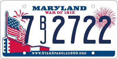 MD license plate 7BJ2722