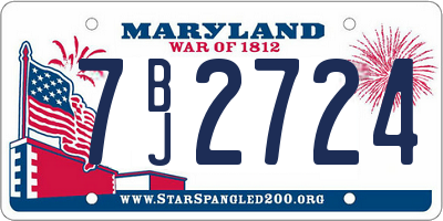 MD license plate 7BJ2724